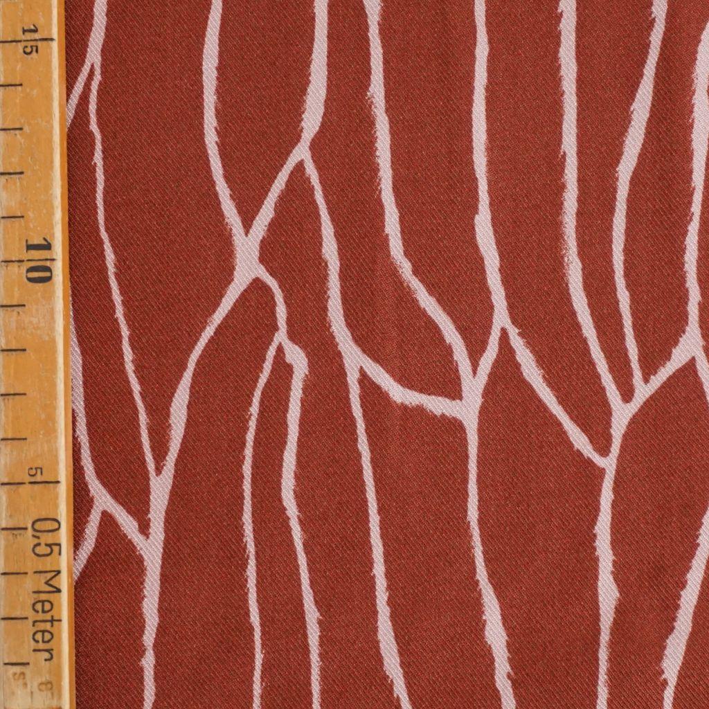 Viskose Twill Druck abstrakte Blätter rostrot